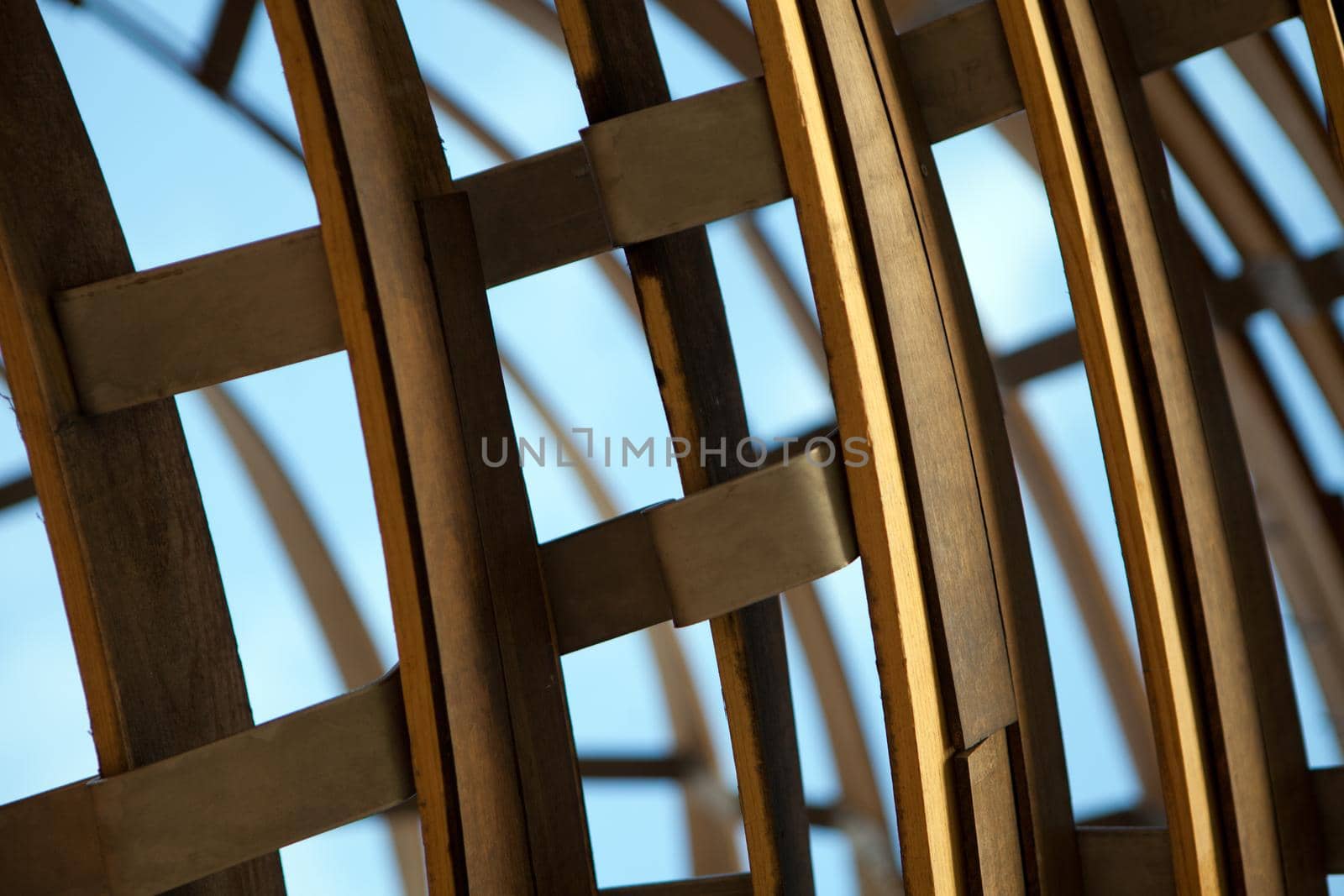 Bend timber details. Wooden striped curving background, abstract design