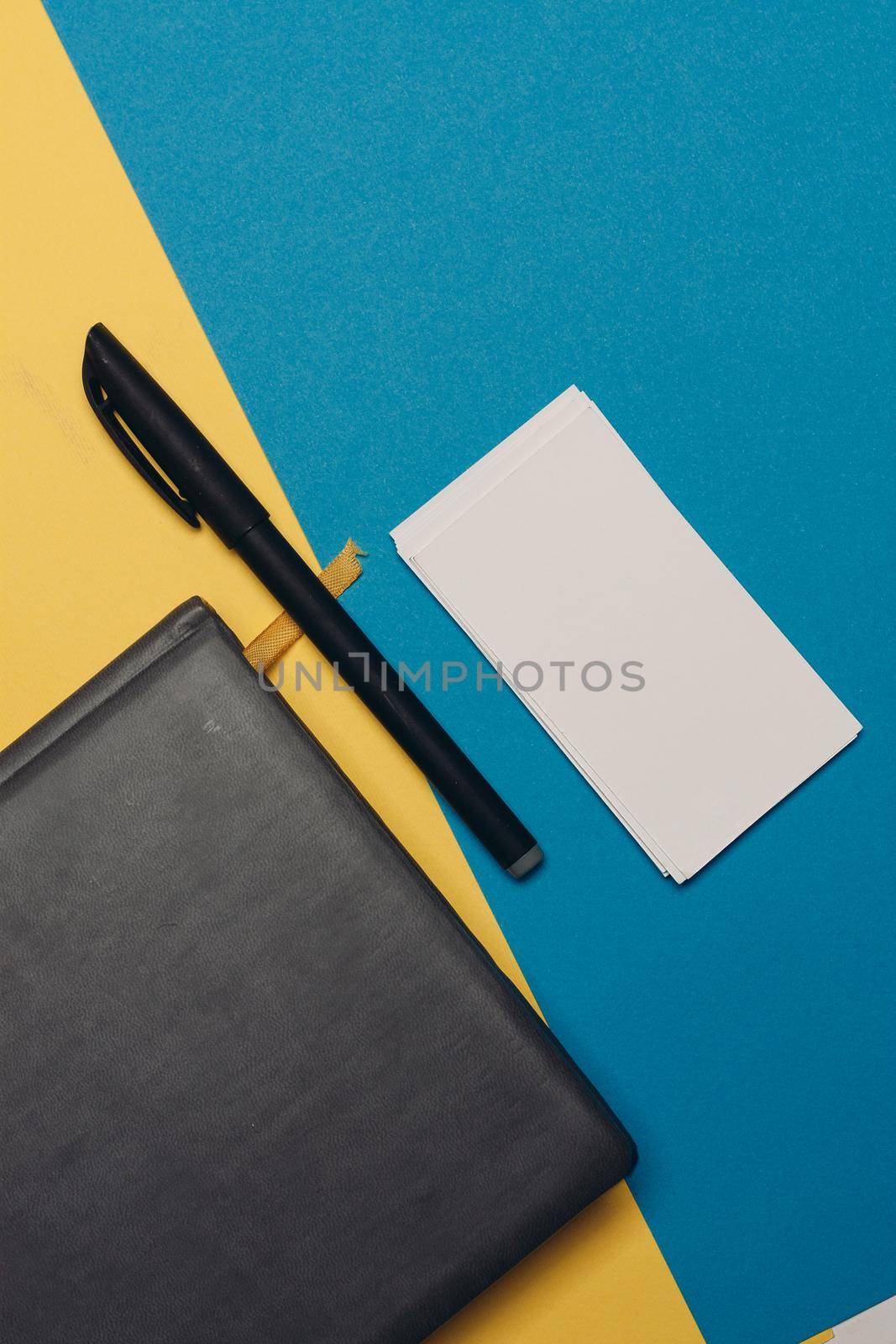 black Notepad business cards Coffee Space office business. High quality photo