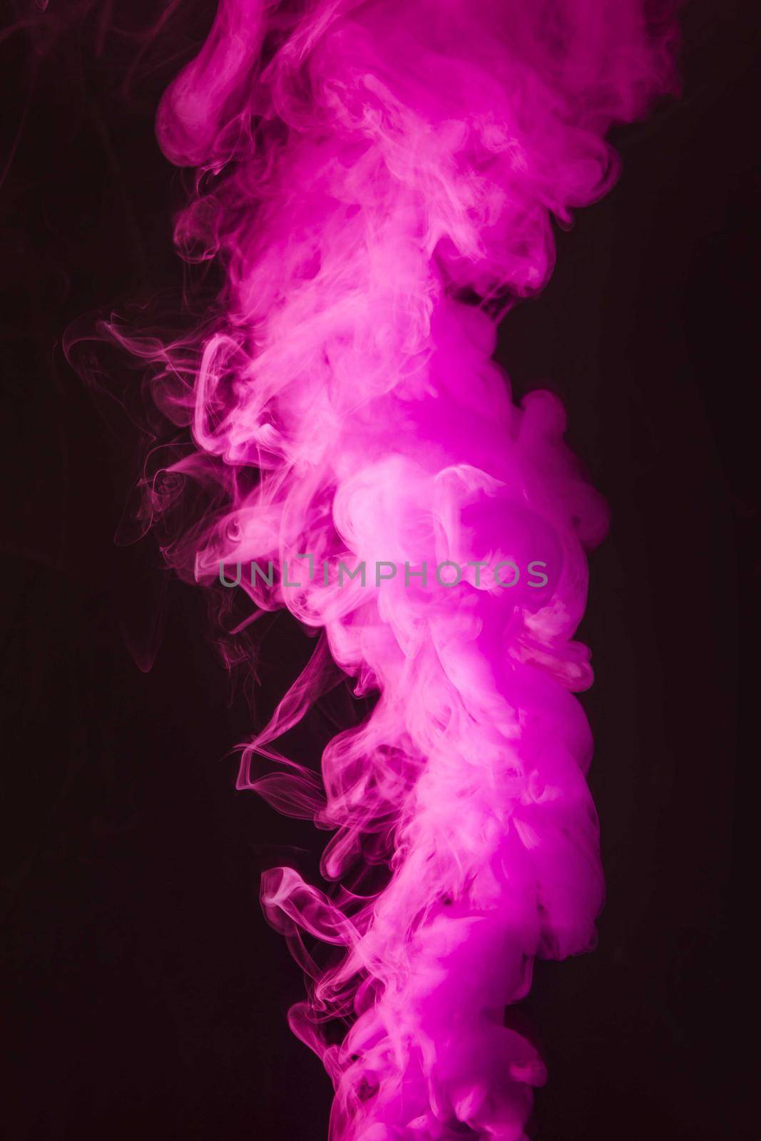 abstract dense fluffy puffs of pink smoke on black background by Zahard