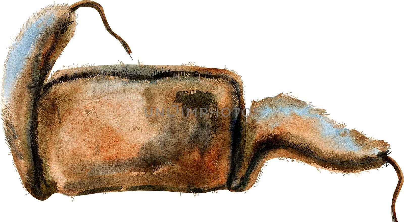 Winter cap. A cap with ear-flaps. Watercolor illustration. by NataOmsk