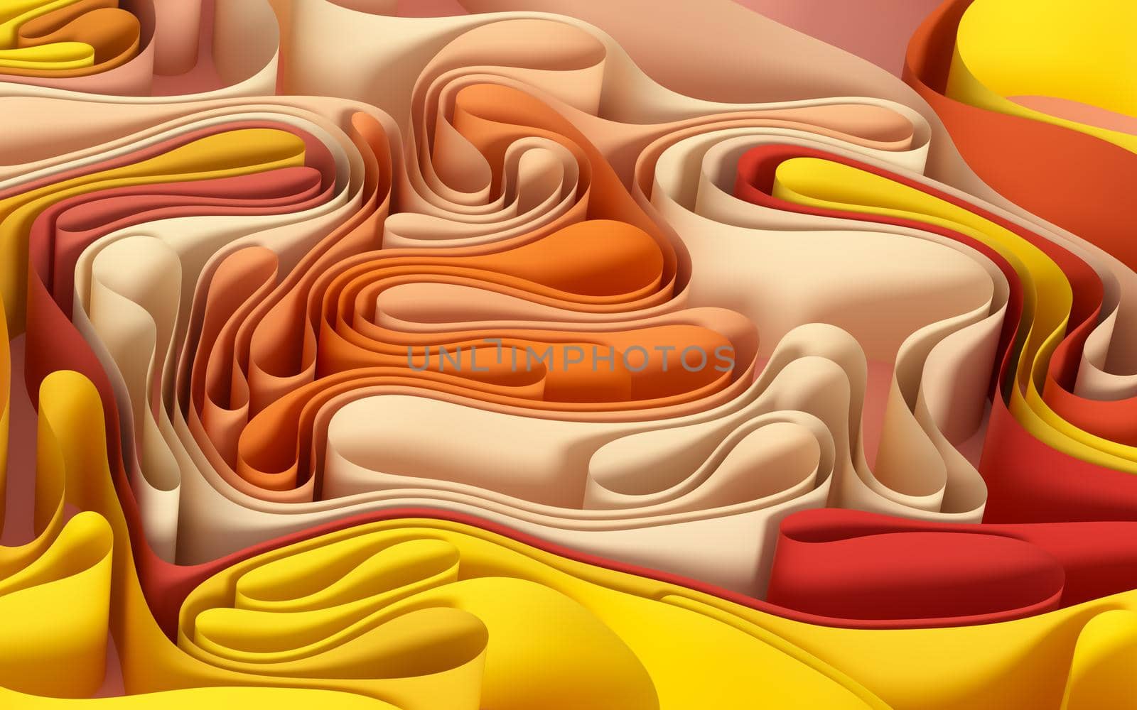 Curved colorful papers, 3d rendering. by vinkfan