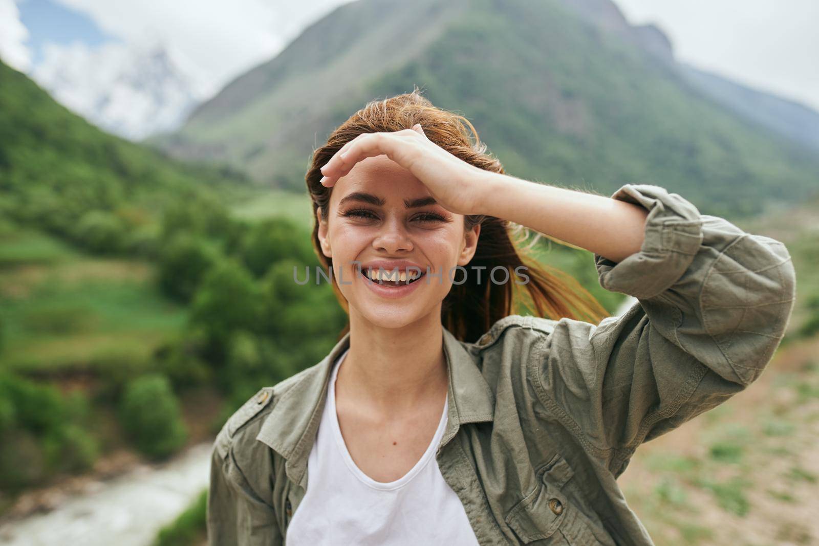 voice nature in the mountains walk freedom landscape. High quality photo