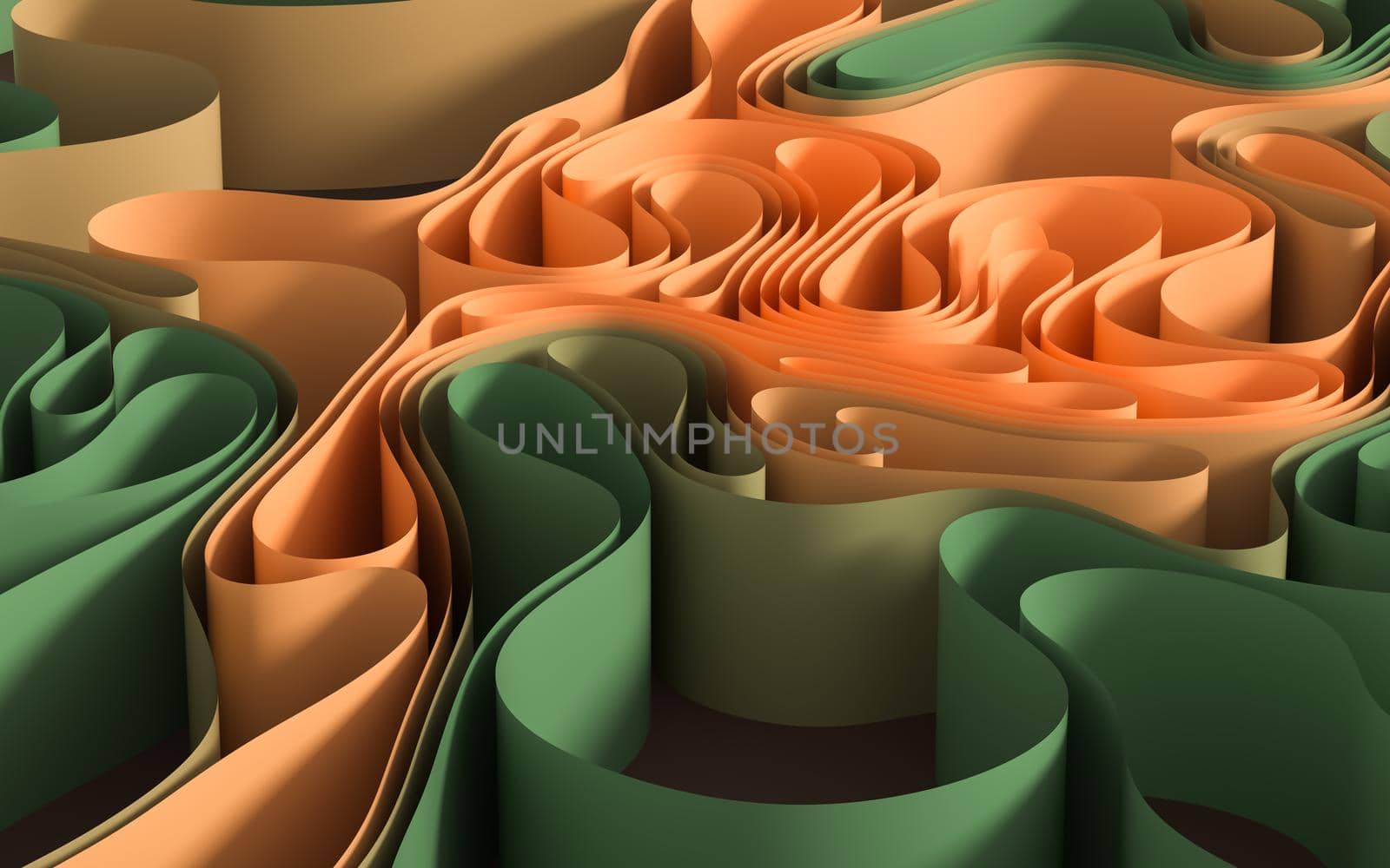 Curve the flow of the paper, 3d rendering. by vinkfan