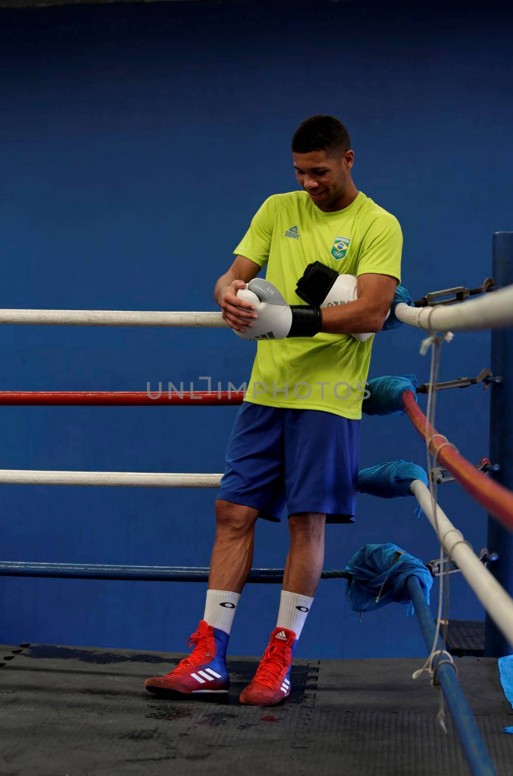 salvador, bahia, brazil - september 9, 2019: Brazilian boxing athlete Hebert Sousa is seen during training in the city of Salvador.