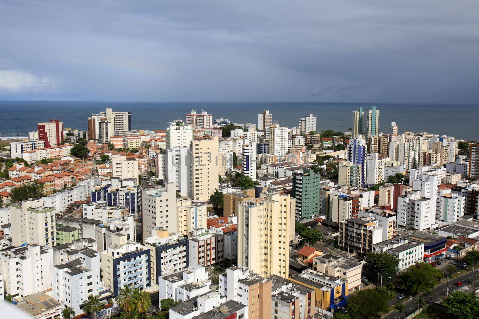 salvador, bahia, brazil - june 29, 2016: aerial view of residential buildings facades in Pituba district in Salvador city.