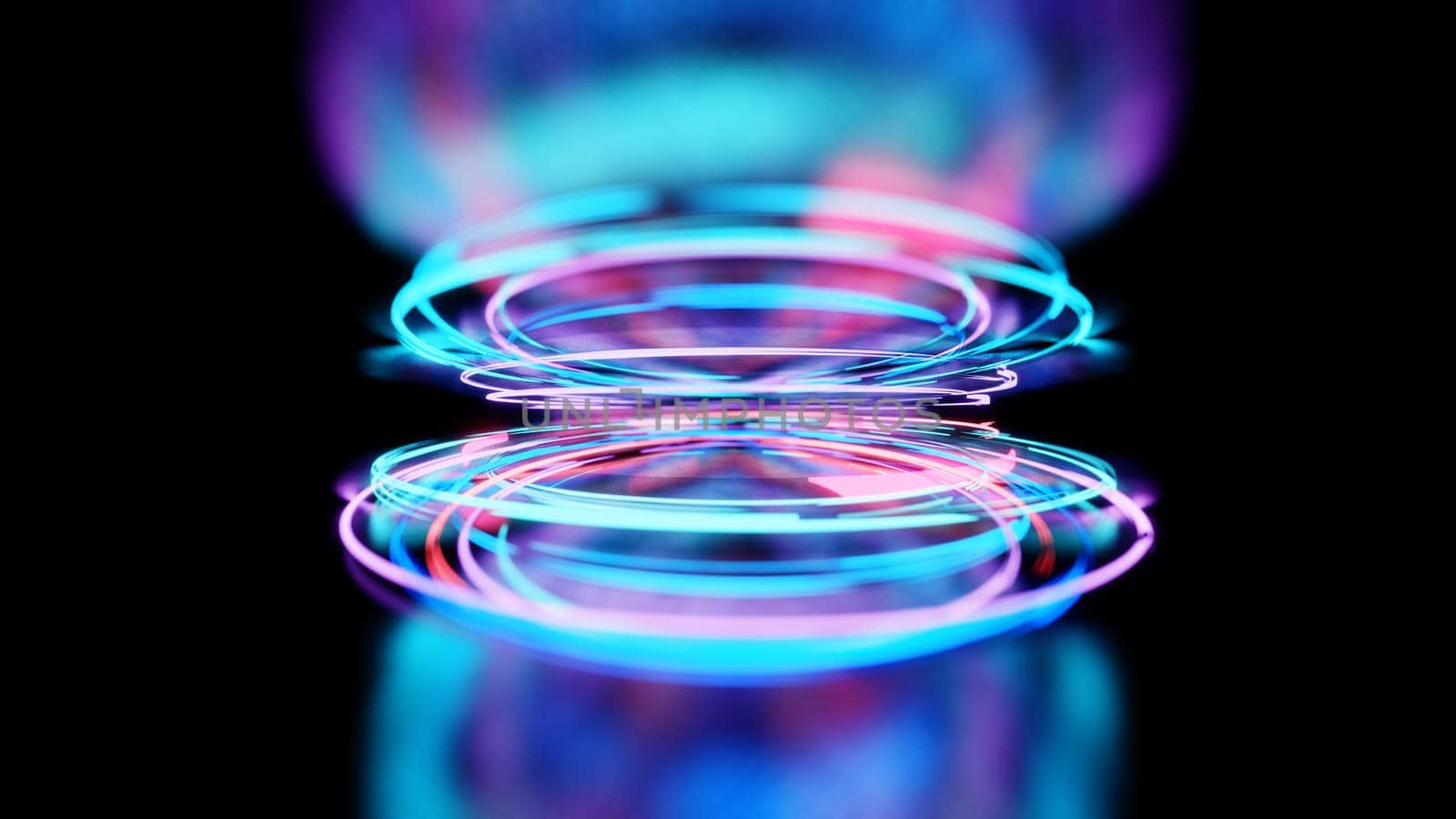 3d render, glowing lines, reflection, abstract background by cherezoff