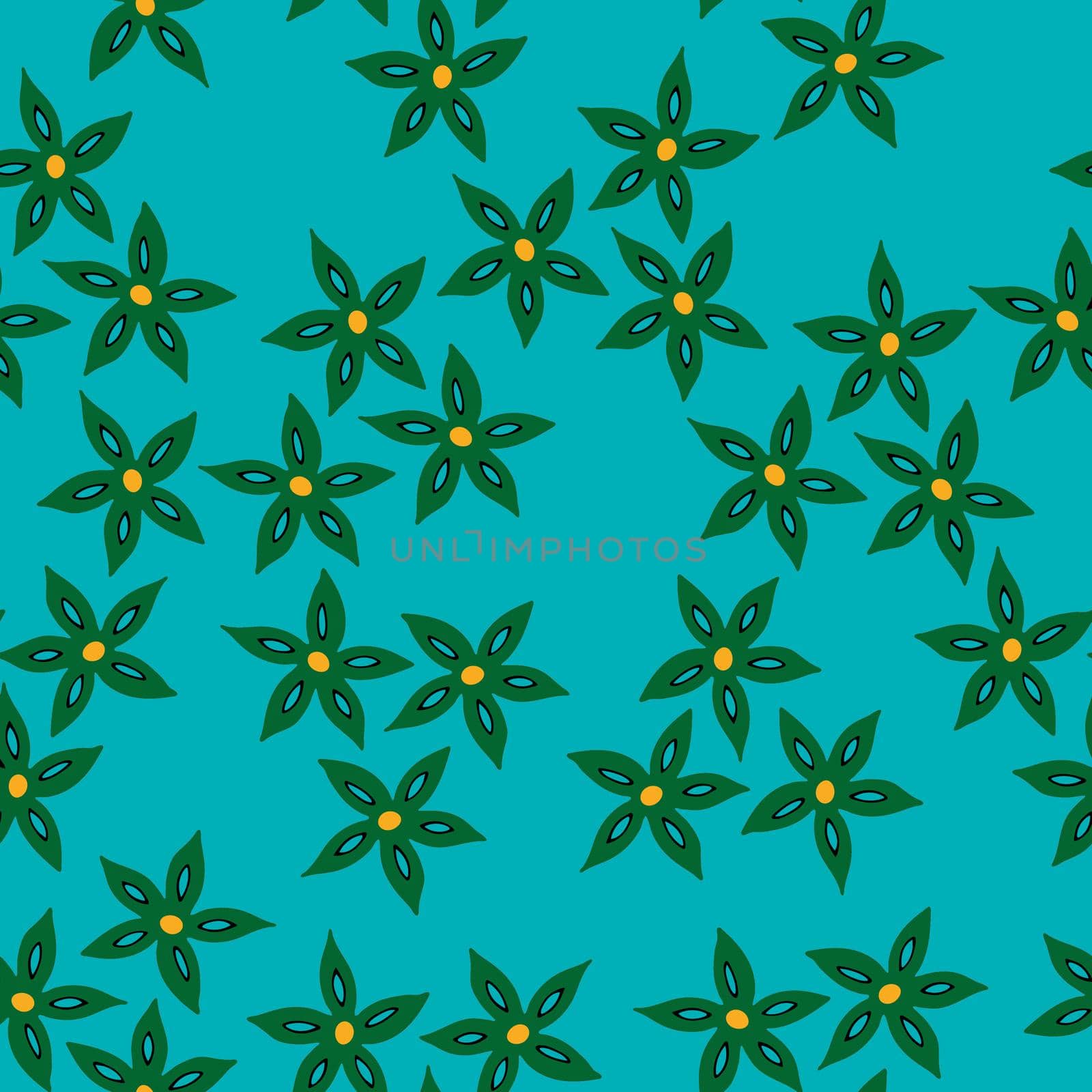 Floral Seamless Pattern. Simple Colorful Background with Flower. by Rina_Dozornaya