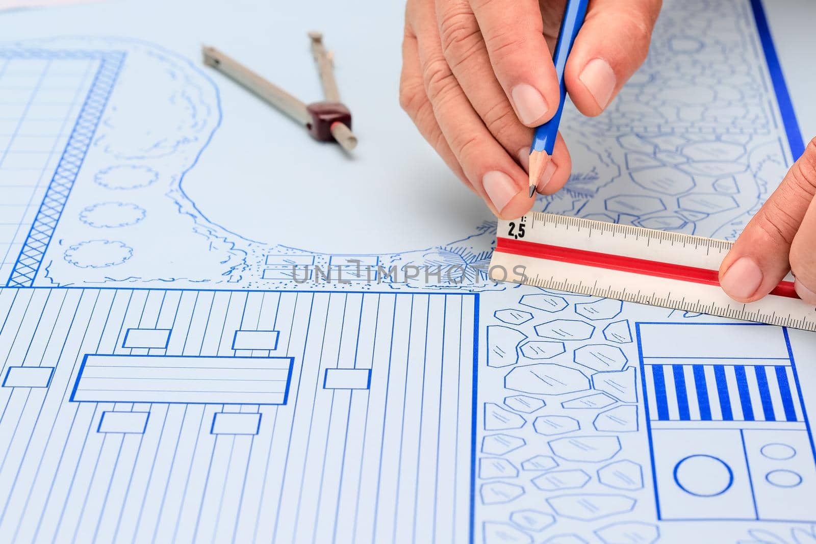 Blueprint backyard garden and pool design plan for villa. by toa55