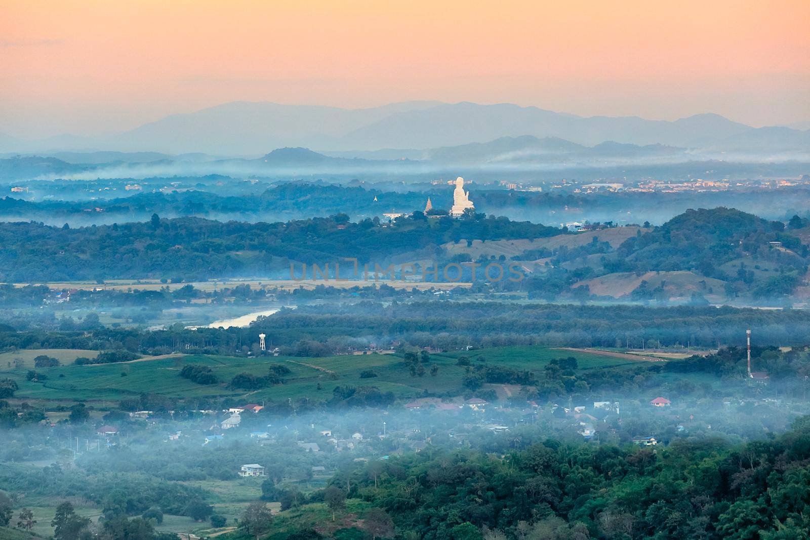 Guan Im statue on mountain at Wat Huay Pla Kang , Chinese temple in Chiang Rai Province,Thailand.