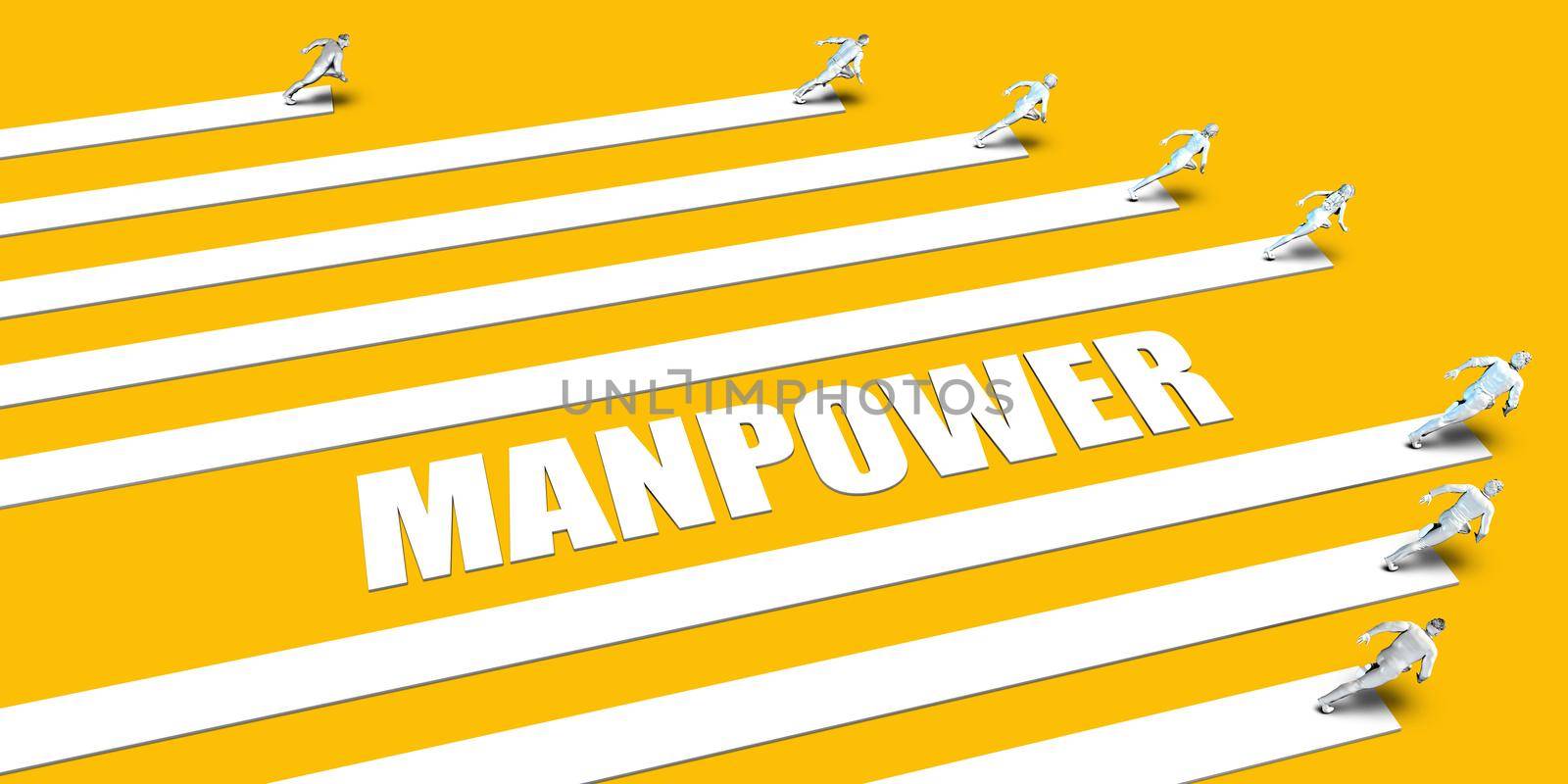 Manpower Concept with Business People Running on Yellow