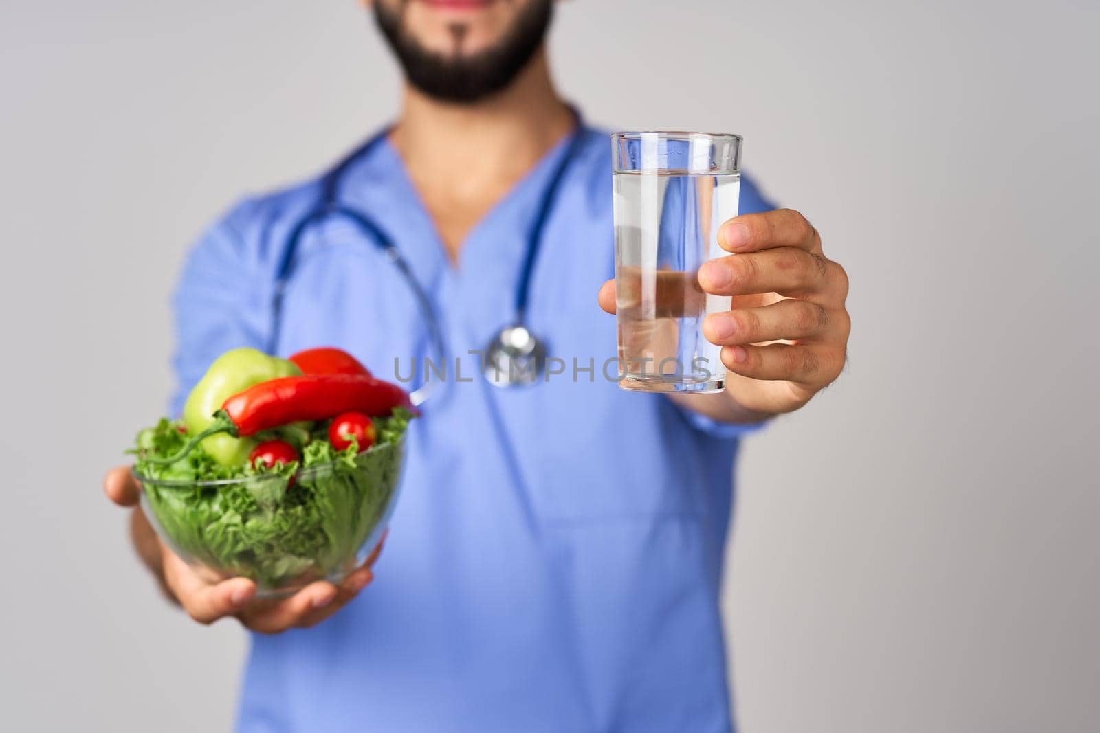 Male nutritionist vegetables healthy food treatment hospital by Vichizh