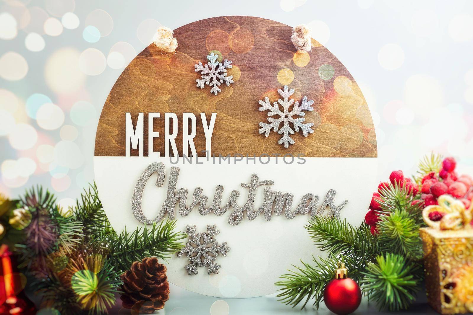 Christmas or New Year dark background, Christmas holidays background with copy space for your text  with season decorations, space for a text, view from above. by Maximusnd