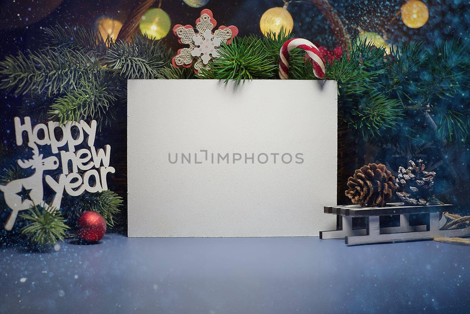 Background with copy space mockup. Merry Christmas and happy new year. by Maximusnd