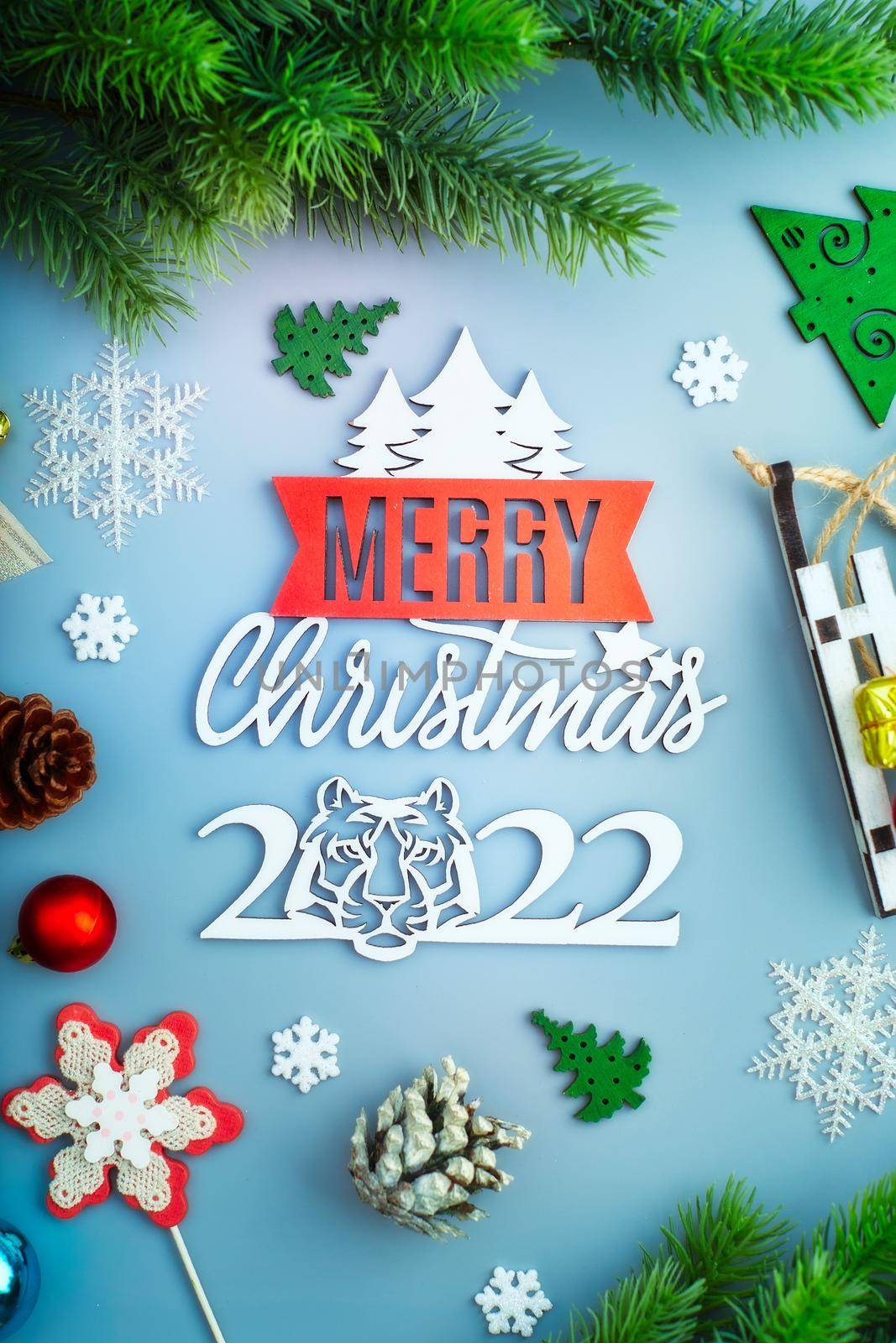 Merry christmas card. Winter holiday theme. Happy New Year. Space for text by Maximusnd