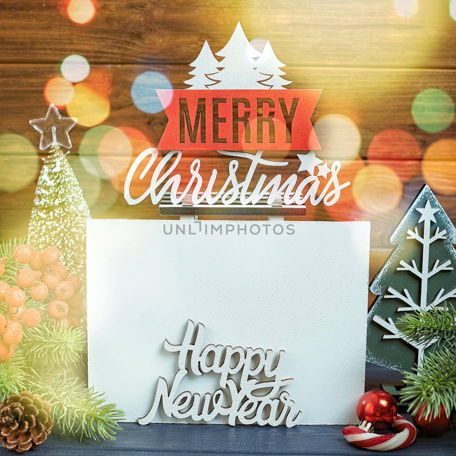 Christmas background with festive decoration and text , Merry Christmas and happy new year concept by Maximusnd