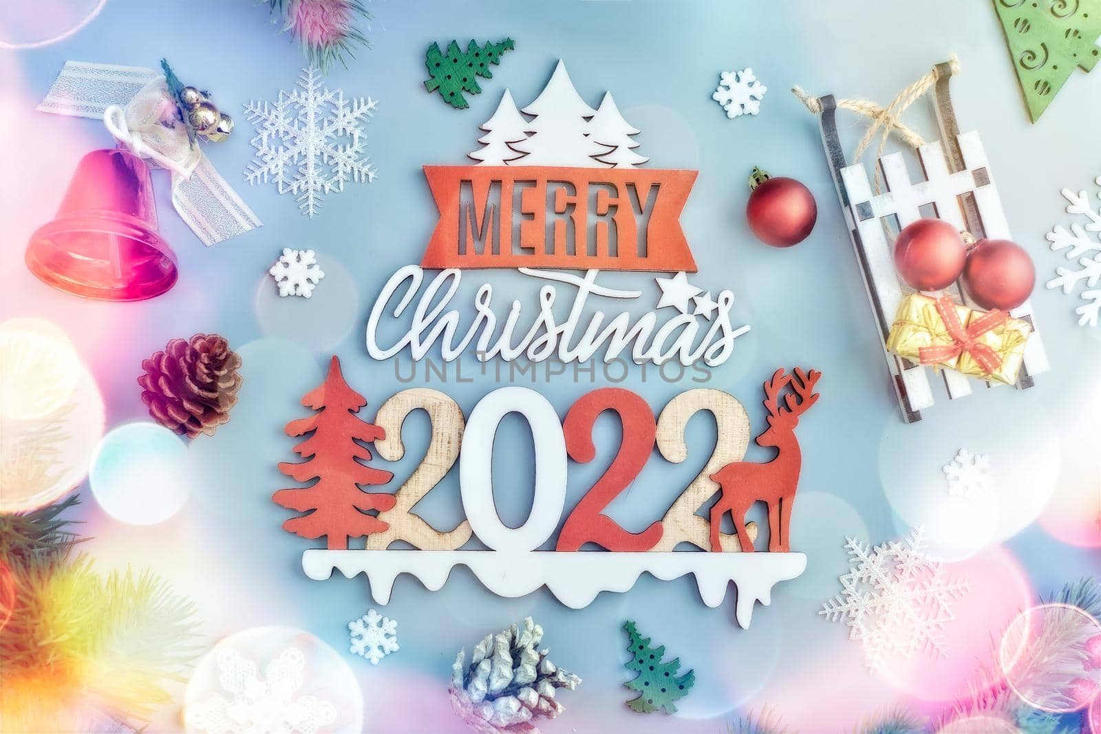 Merry christmas card. Winter holiday theme. Happy New Year. Space for text by Maximusnd