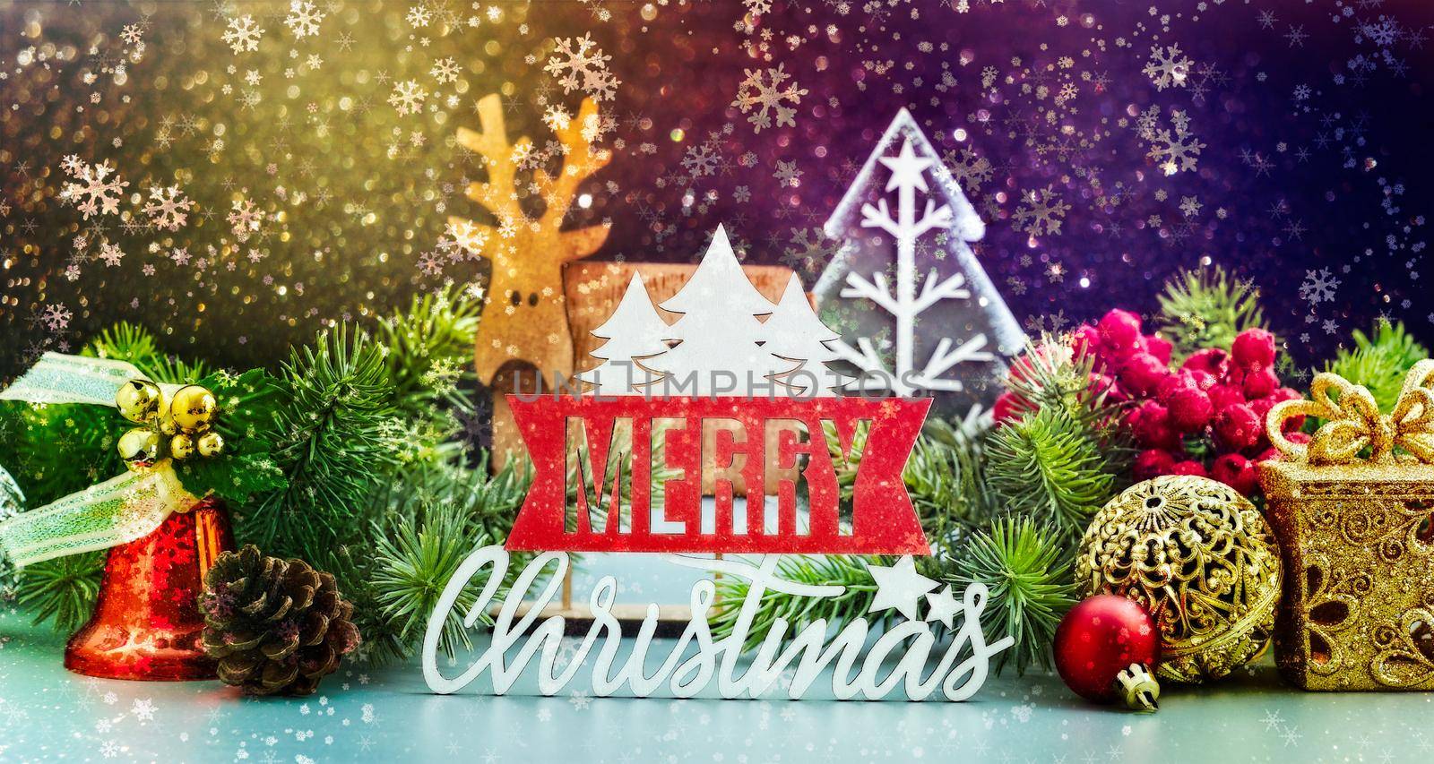 Christmas or New Year dark background, Christmas holidays background with copy space for your text  with season decorations, space for a text, view from above. by Maximusnd