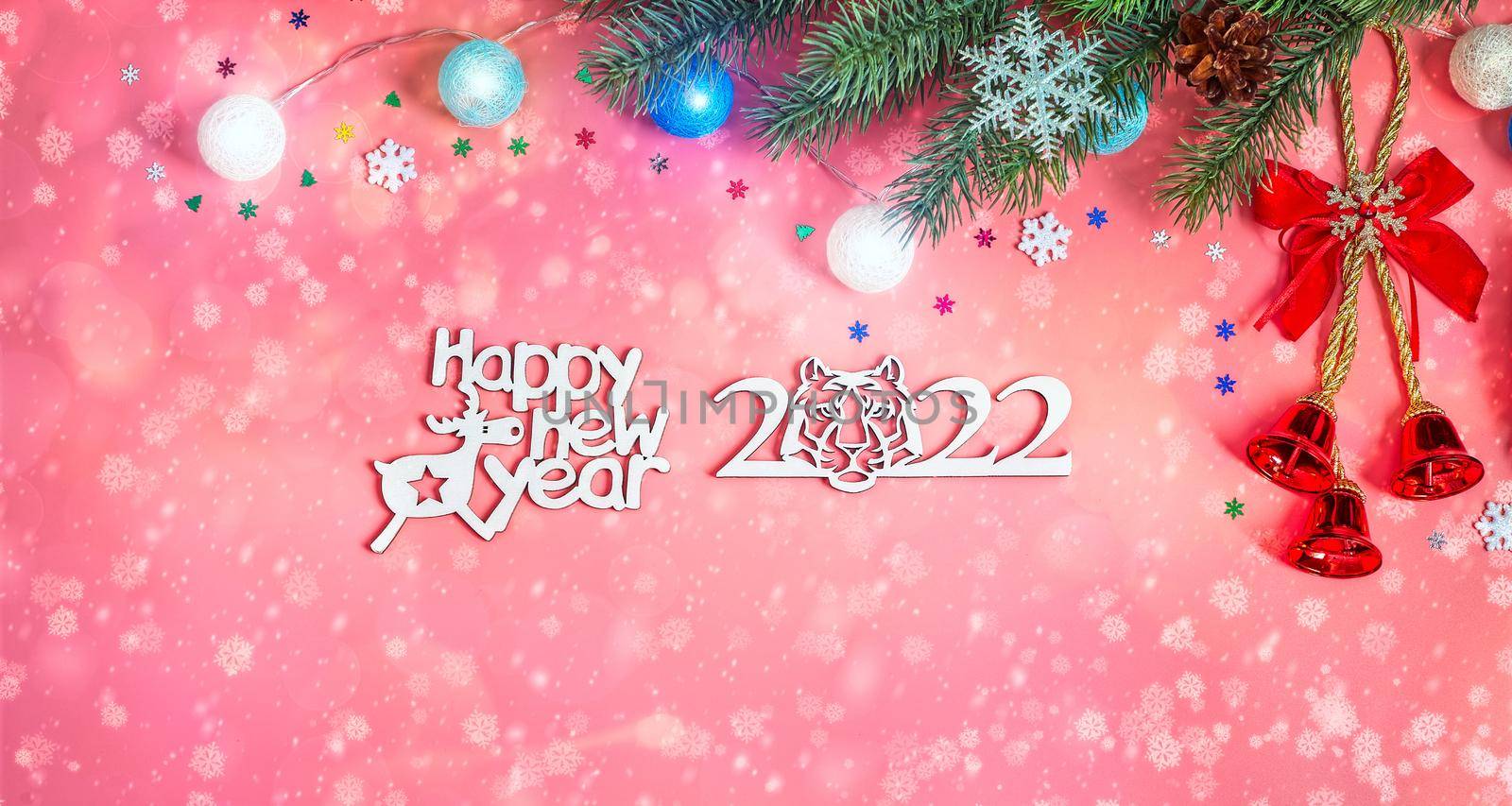 Merry christmas card. Winter holiday theme. Happy New Year. Space for text by Maximusnd