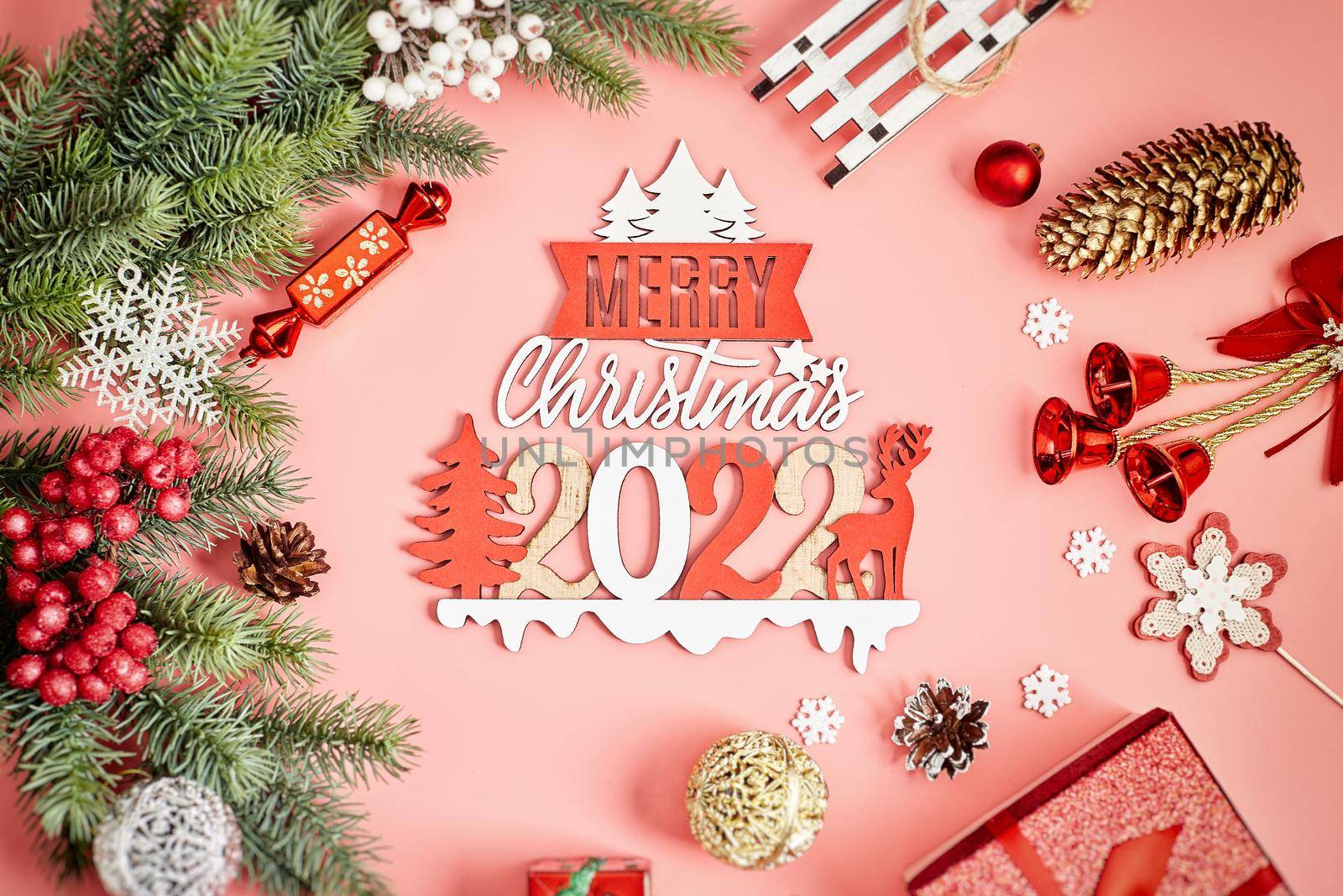 Merry christmas card. Winter holiday theme. Happy New Year. Space for text by Maximusnd