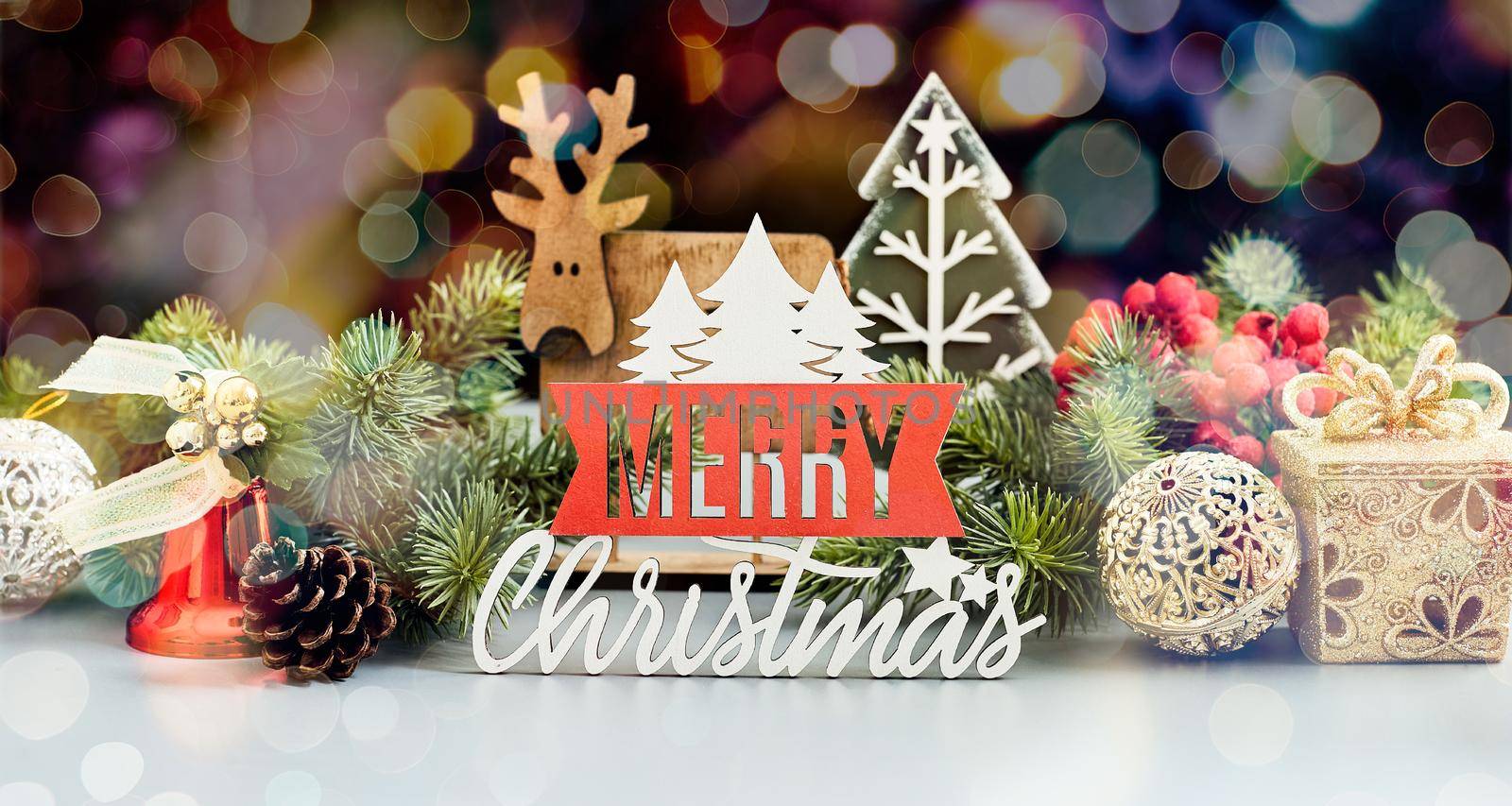 Christmas or New Year dark background, Christmas holidays background with copy space for your text  with season decorations, space for a text, view from above. by Maximusnd