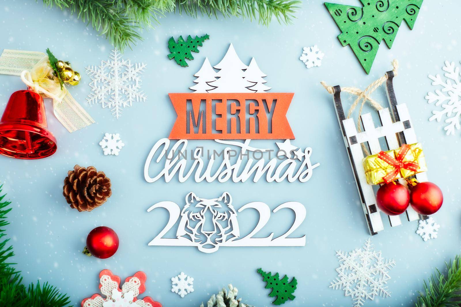 Merry christmas card. Winter holiday theme. Happy New Year. Space for text by Maximusnd