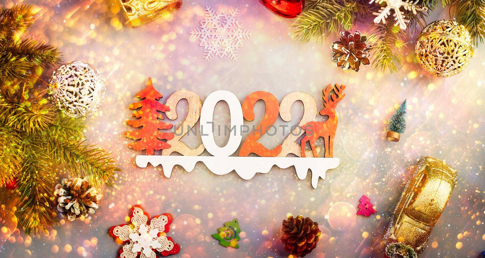 Merry christmas card. Winter holiday theme. Happy New Year. Space for text , by Maximusnd