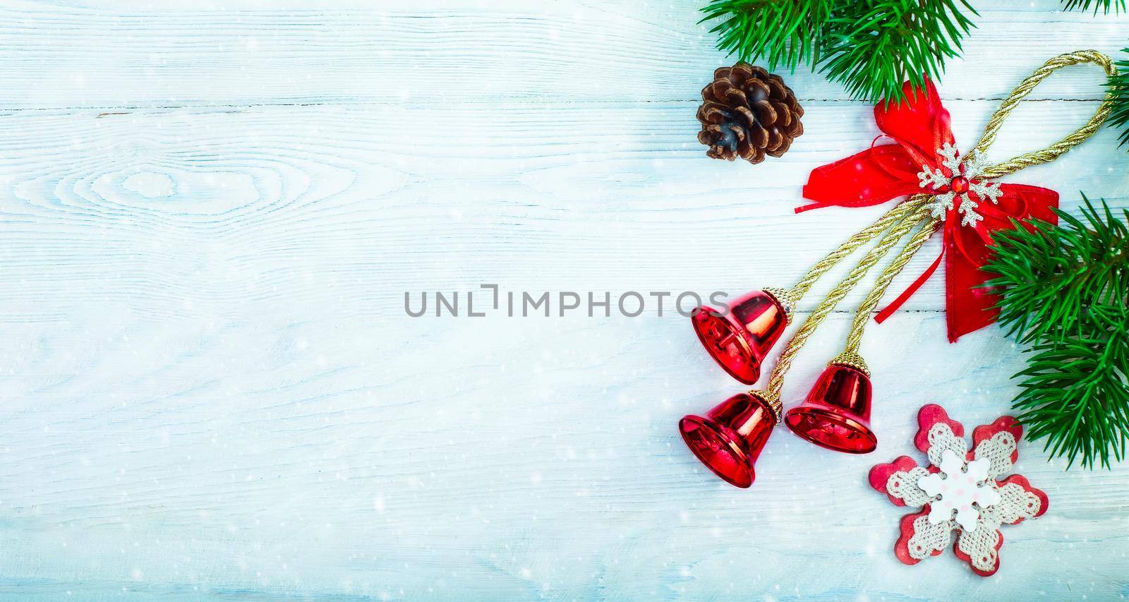 christmas or New Year dark wooden background, Xmas black board framed with season decorations, space for a text, view from above