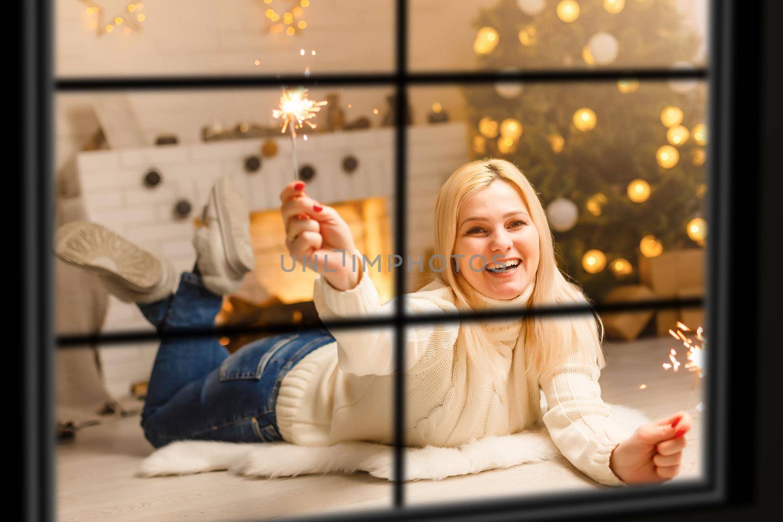 Atmospheric Christmas window, Xmas tree. by Andelov13