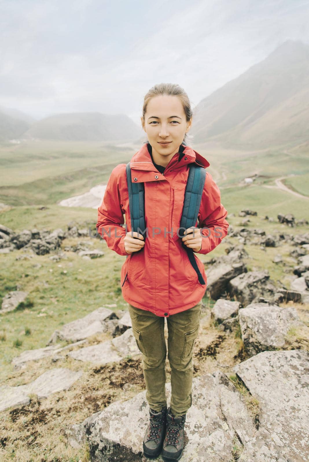 Hiker young woman outdoor. by alexAleksei