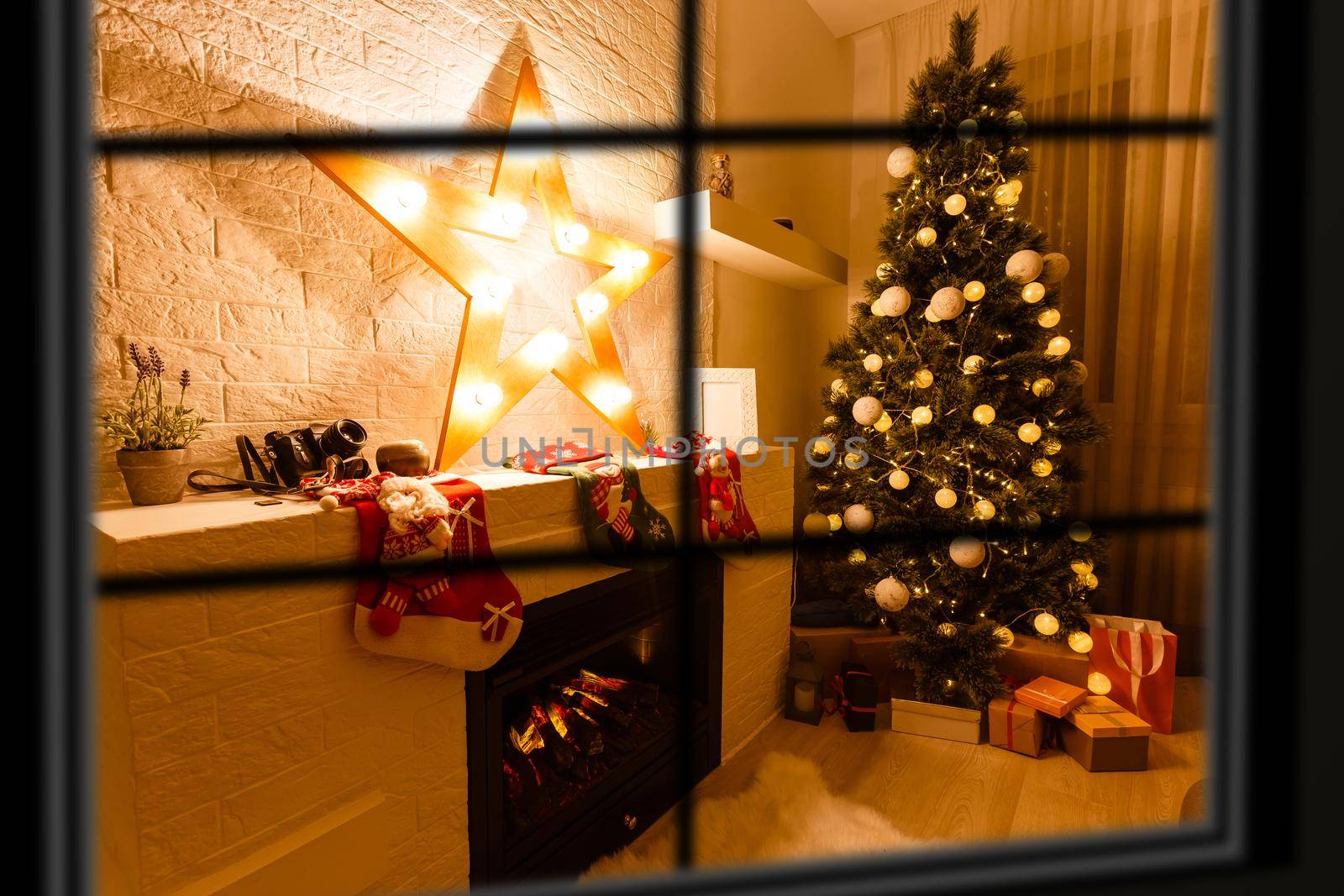 Atmospheric Christmas window, Xmas tree. by Andelov13