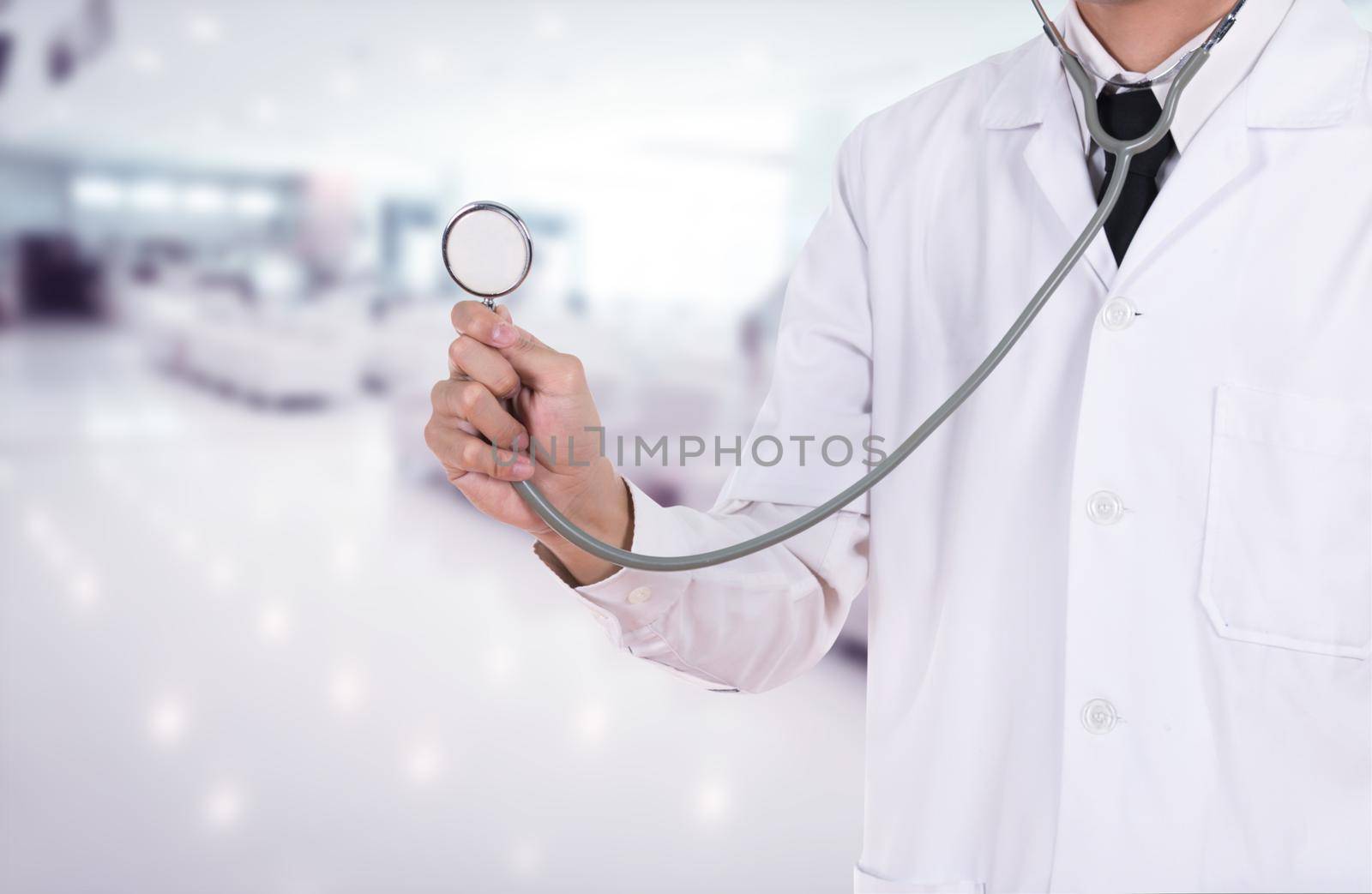 doctor with stethoscope in hospital  by geargodz