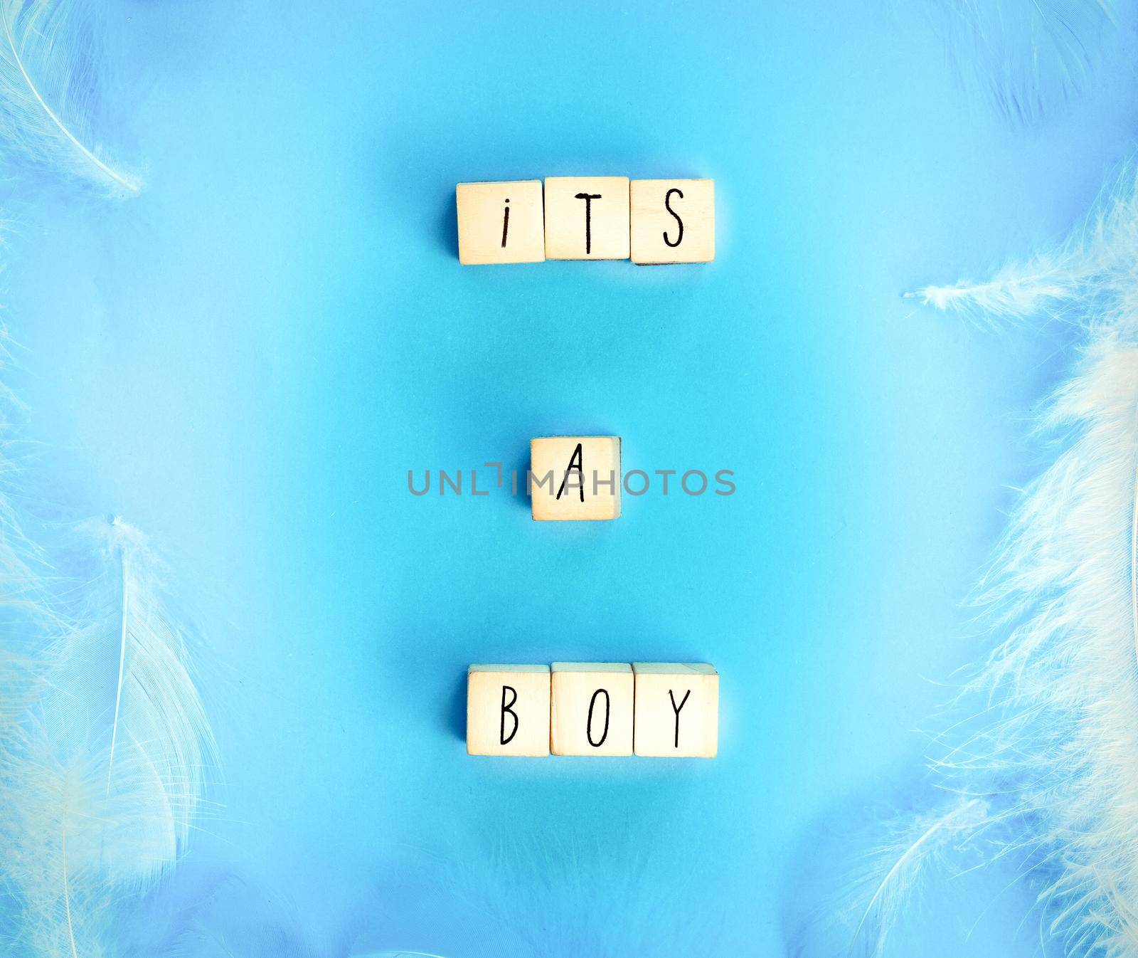 Baby shower and gender reveal Its a boy background in blue background, Theme card baby boy modern design style