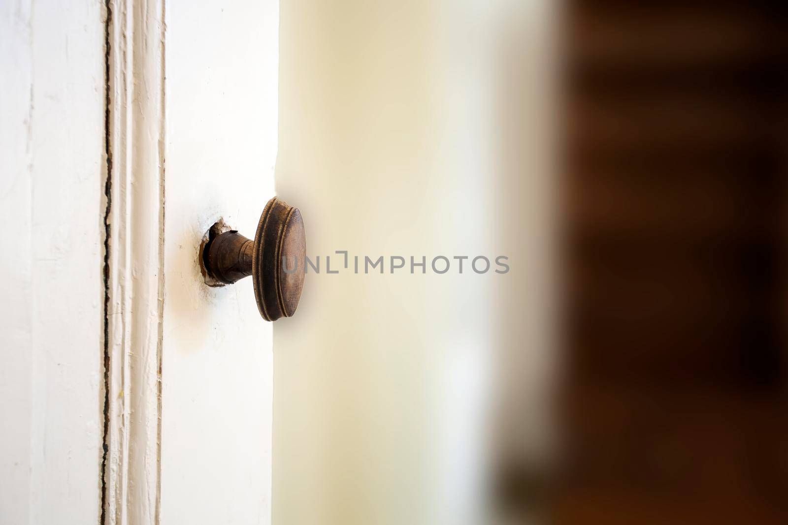 Door open to new home, New construction property, needs renovation, investment real estate wooden door with copy space background apartment or house