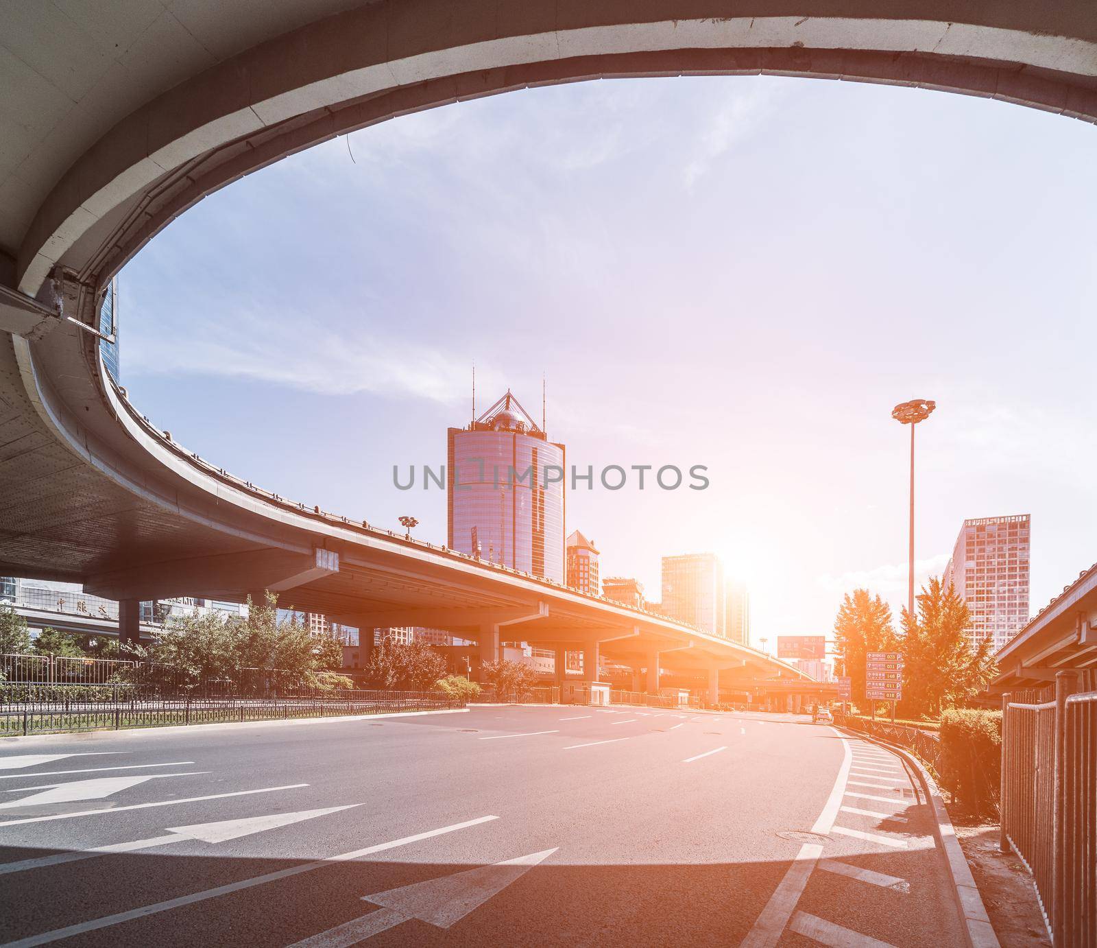 asphalt road in Beijing CBD