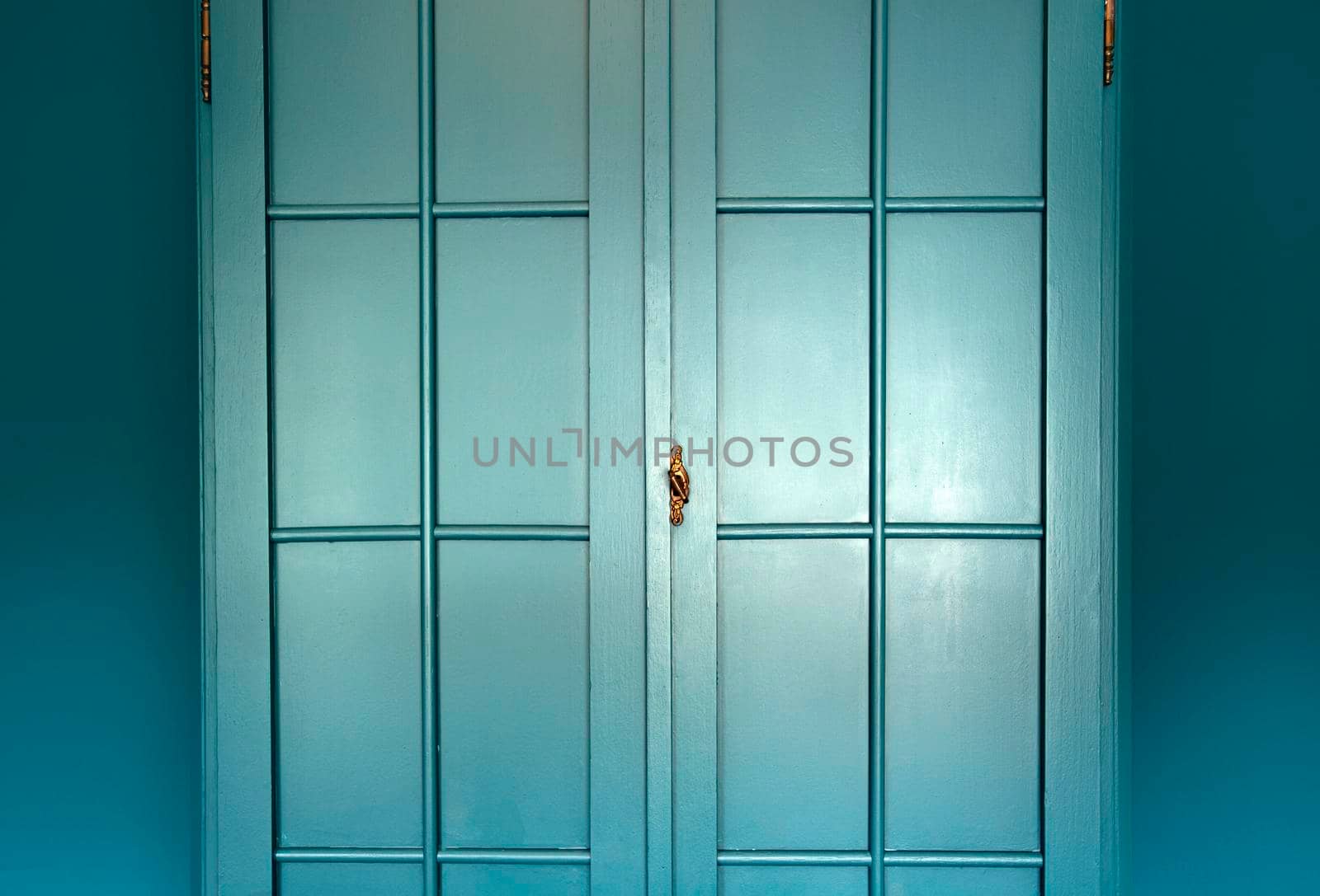 Cyan blue wall with cupboard stylish interior,modern blue cupboard door background texture beautiful luxury house decoration by Annebel146