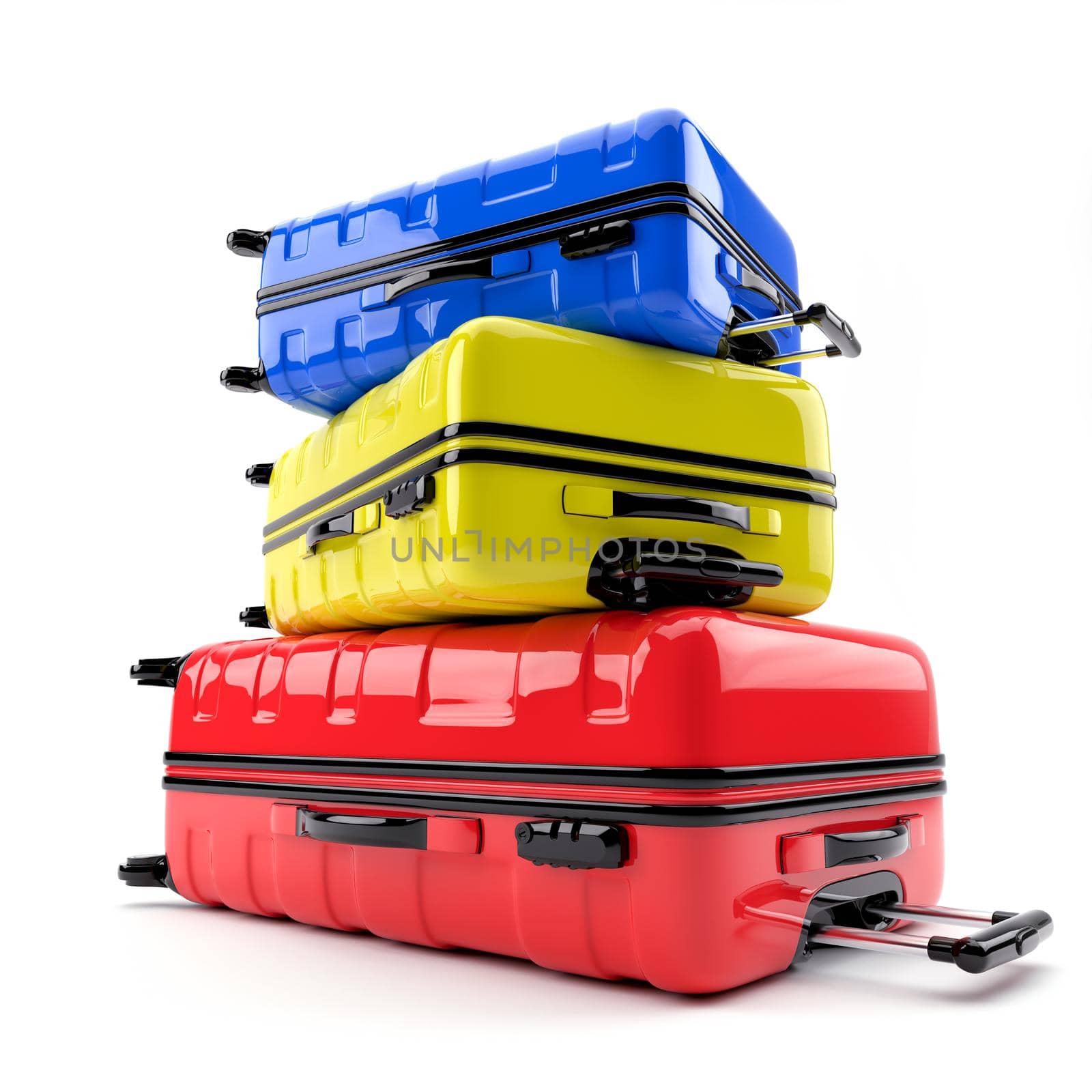 A stack of colorful suitcases by Valentyn