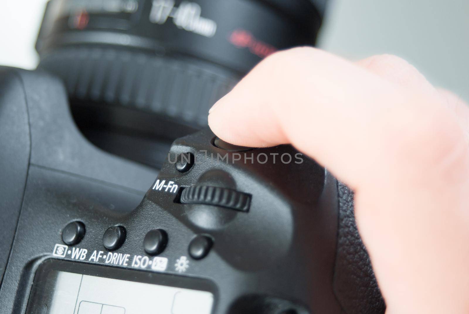 Digital SLR Camera with Lens, shutter button
