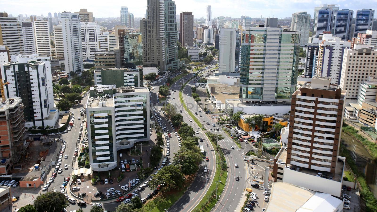 salvador, bahia, brazil - june 29, 2016: aerial view of residential buildings facades in Pituba district in Salvador city.