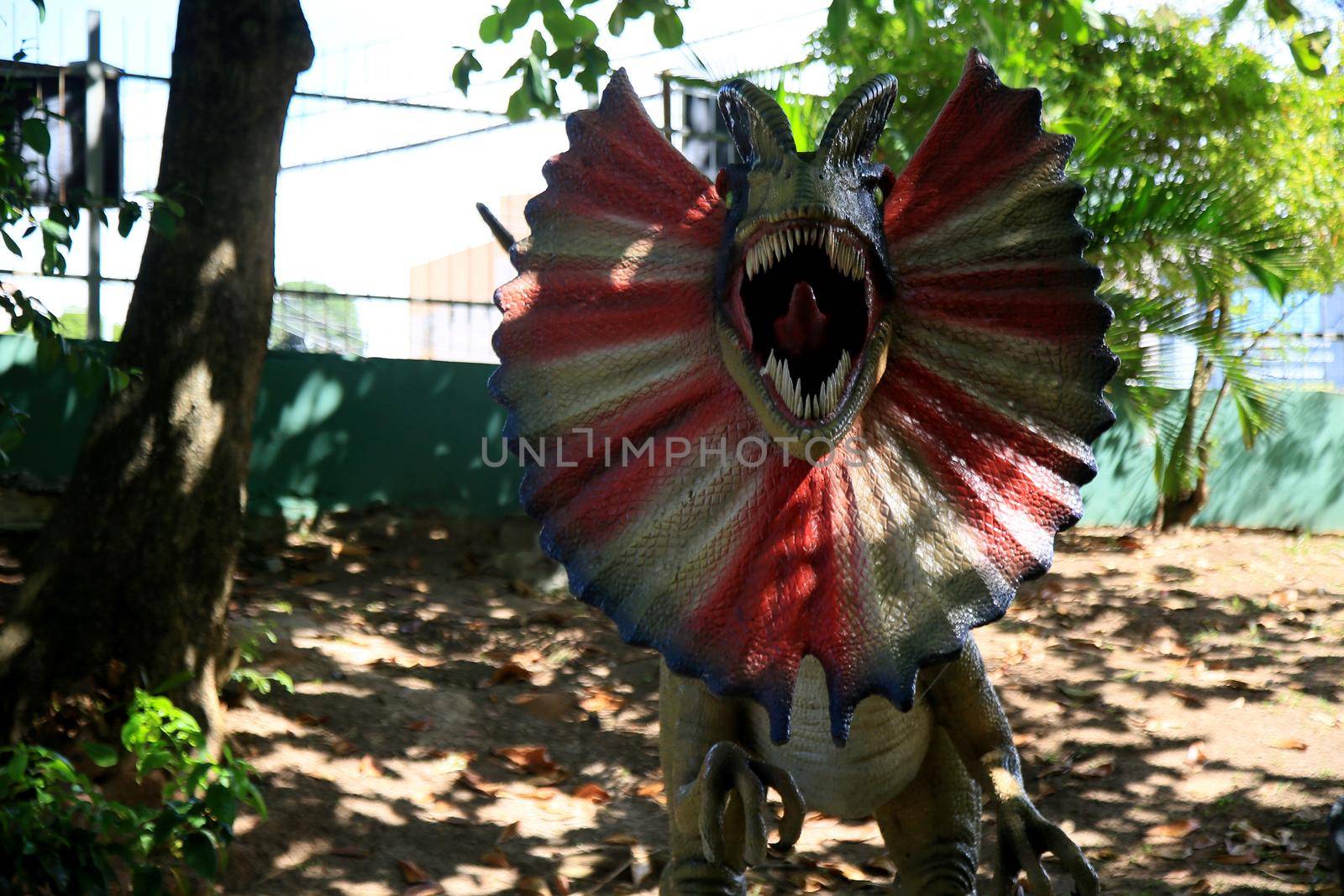 salvador, bahia, brazil - july 20, 2021: view of sculpture in Lagoa dos Dinossauros park in Salvador city. the place was reopened for public visitation.