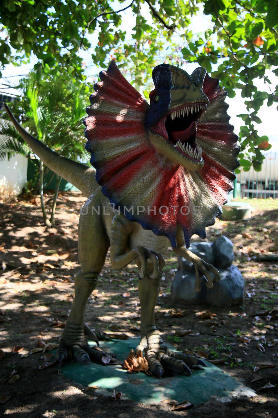 salvador, bahia, brazil - july 20, 2021: view of sculpture in Lagoa dos Dinossauros park in Salvador city. the place was reopened for public visitation.