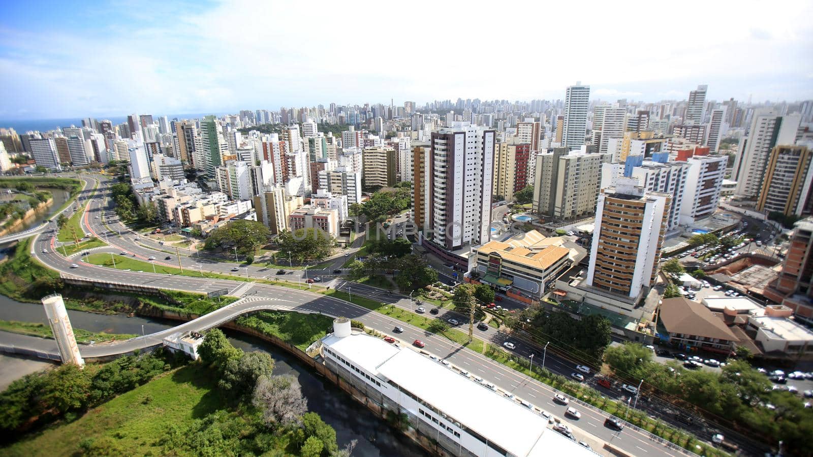 salvador, bahia, brazil - june 29, 2016: aerial view of residential buildings facades in Pituba district in Salvador city.