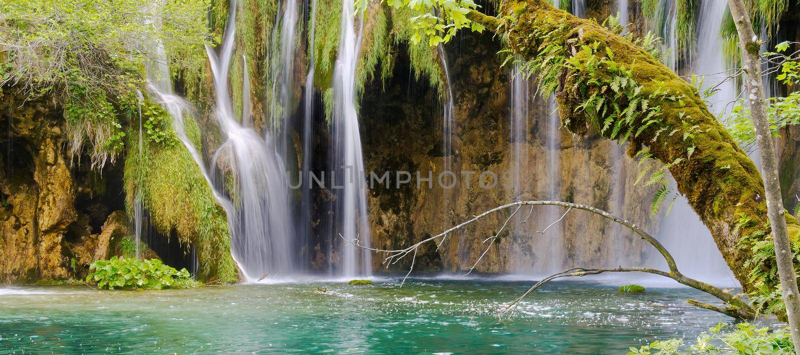 Waterfall in Plitvice Lakes national Park at summer, Croatia by PhotoTime