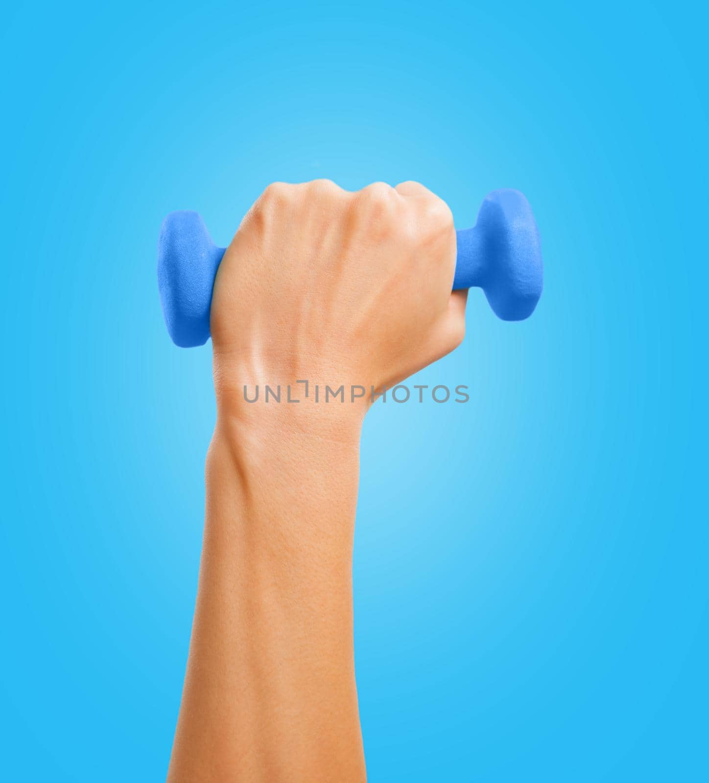Hand holds a dumbbell by alexAleksei