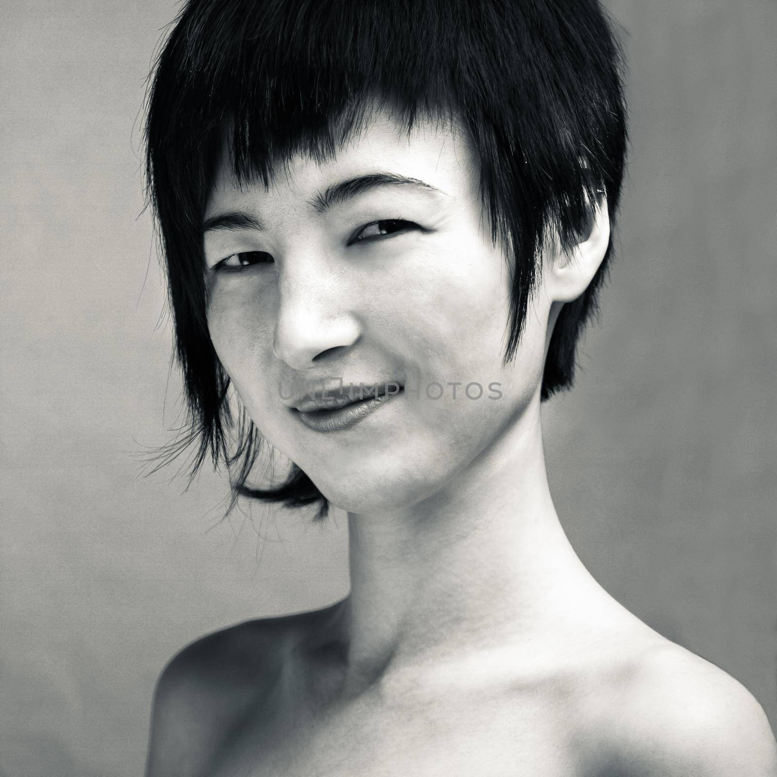 Portrait of a young woman, monochrome by alexAleksei