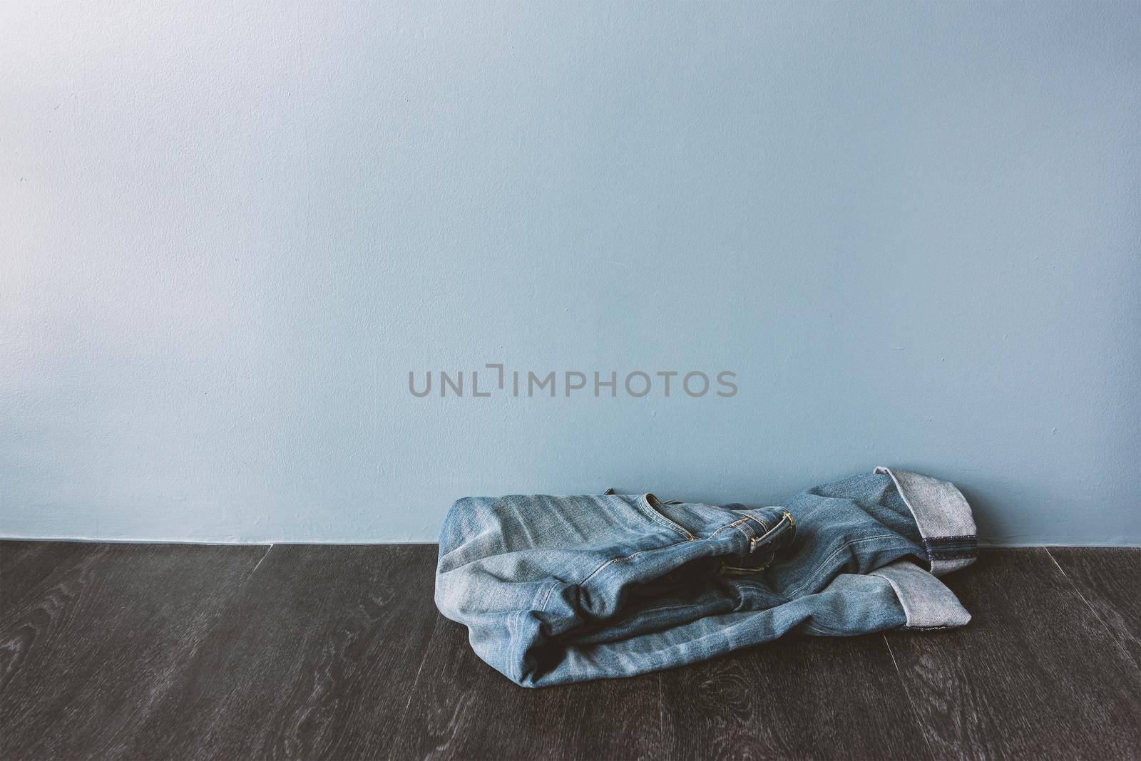abstract blue jeans with color filtered, modern lifestyle concept