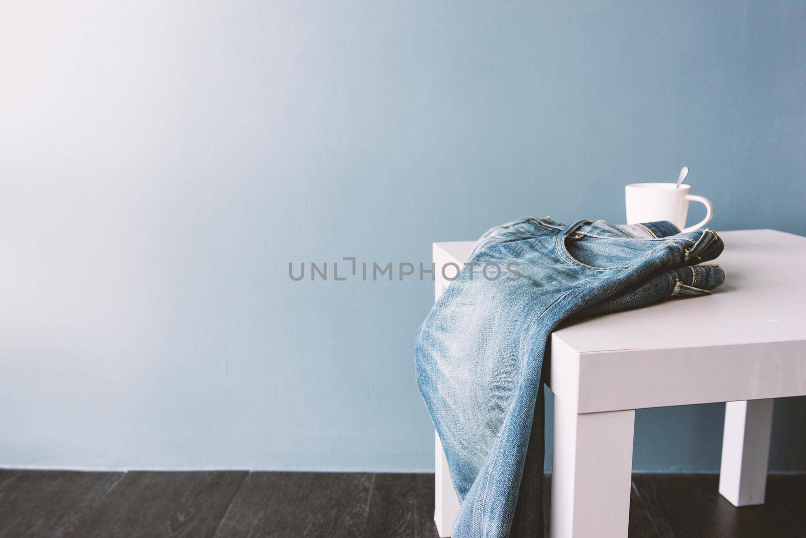 abstract blue jeans with color filtered, modern lifestyle concept