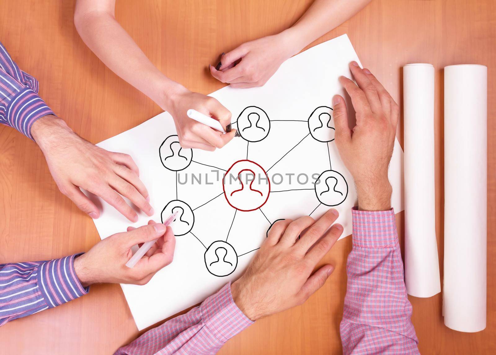 Concept teamwork. Top view