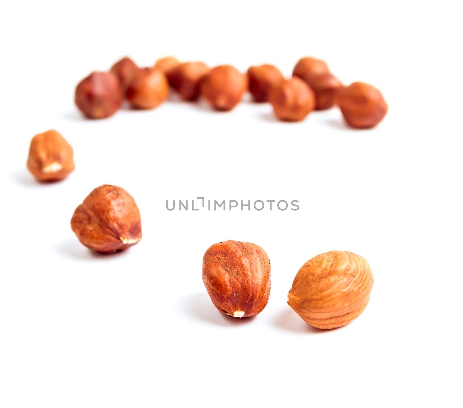 Two nuts closeup on the foreground