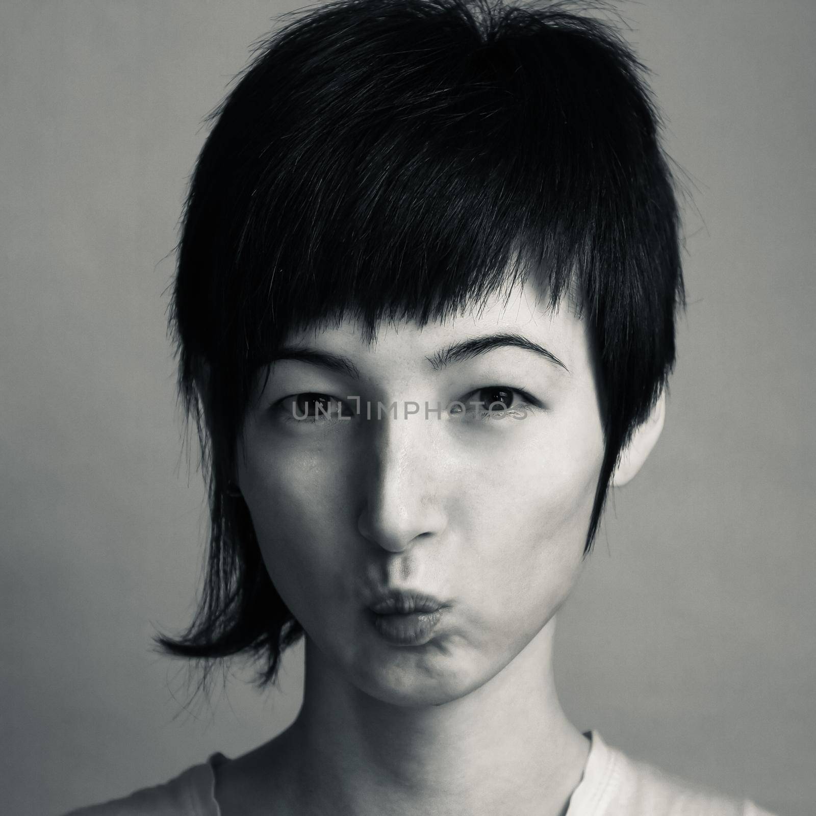 Portrait of a young woman, monochrome
