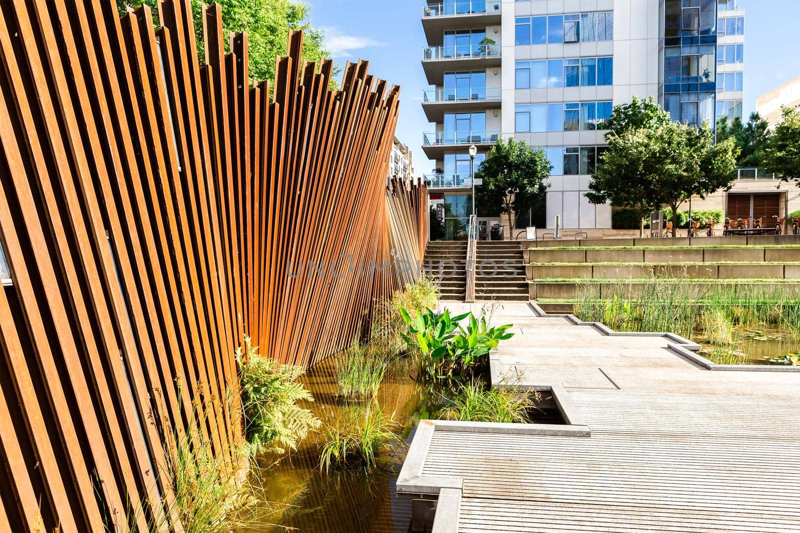 Tanner Springs Park, remediated wetland and naturalized public space in the area of Pearl District